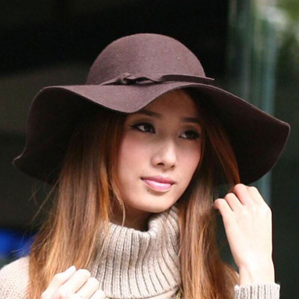 Boho Brown Wide Brim Floppy Hat